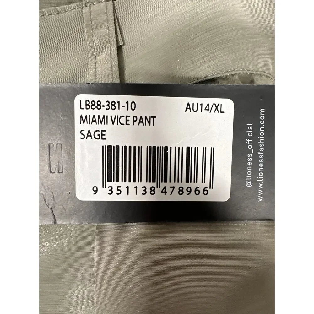 Lioness NEW Miami Vice Pants Size XL (US 10) Sage Green Cargo - Picture 9 of 11